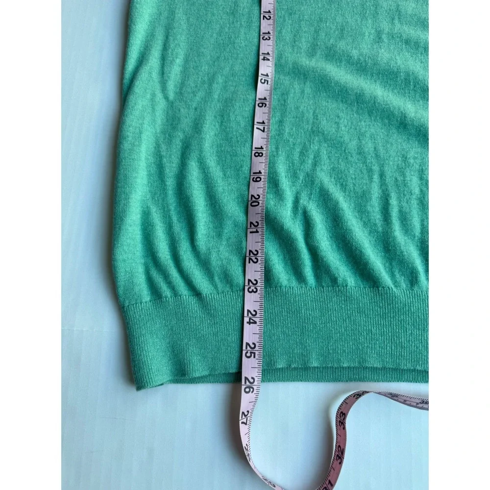 LL Bean Mens V-Neck Sweater Seafoam Green Cotton Nylon Blend Pullover 527301 L-R